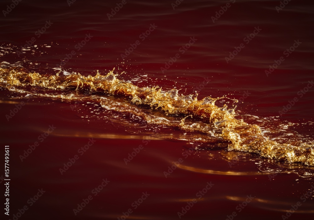 Obraz premium Golden Wake on Crimson Water