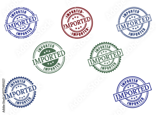 Extensive Imported Stamp Collection, Vector Set of Global Trade Customs Grunge Labels