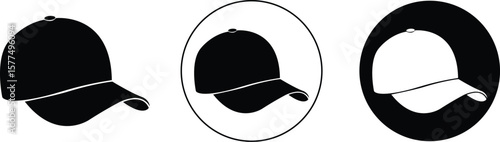 Cap vector icons set, hat, headwear, and fashion accessory collection, solid graphic group, editable design elements for clothing, sports, casual style, and apparel projects