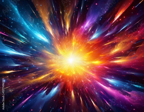 vibrant cosmic explosion a burst of colorful light and energy