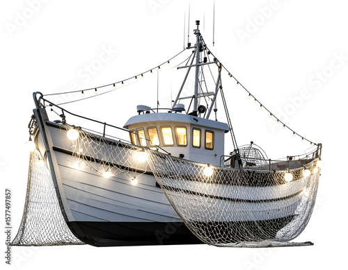 Night Fishing Boat Illustration