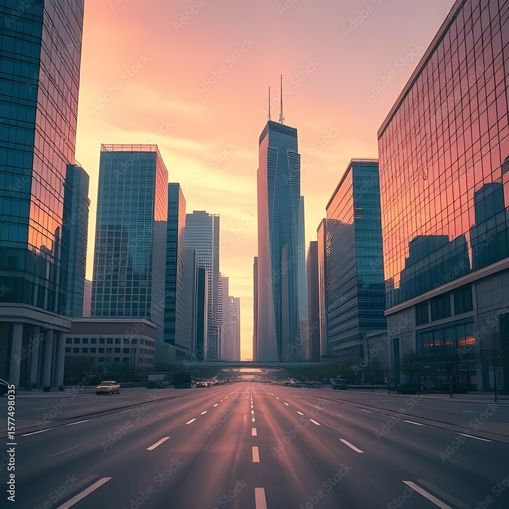 Fototapeta premium downtown sunset