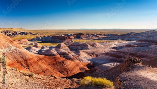 red hills of bentonite clay overlooking dead wash in petrified forest national park arizona united states of america