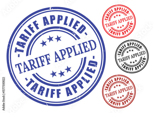 Customs Duty Applied Stamp Pack, Trade Tariff Grunge Rubber Icons  