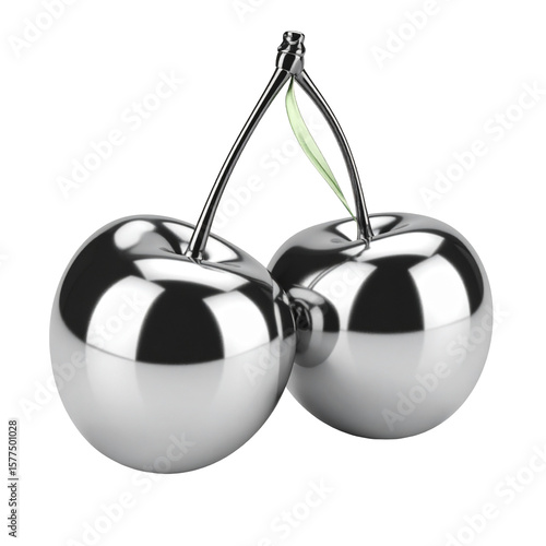 Pair of reflective metallic cherries