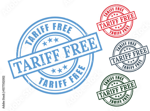 Tariff Free Grunge Rubber Stamp Collection, Duty-Free Trade Vector Set  