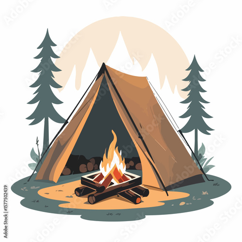 Tents and Campfire in the Camping Area