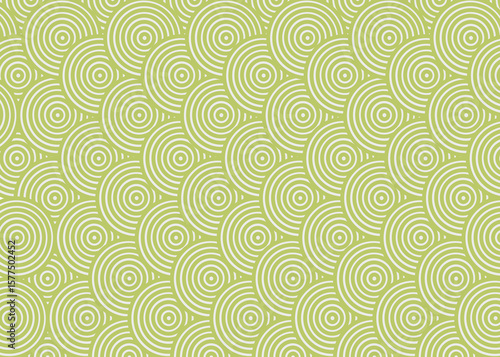 Seamless green wave pattern background inspired by traditional Japanese 