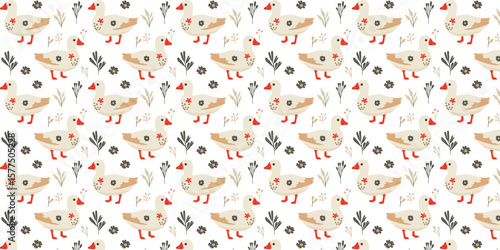 vector illustration happy seamless pattern with joyful cartoon ducks for kids