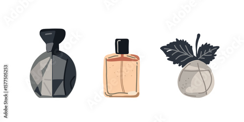 vector illustration of a stylish perfume set in graceful bottles