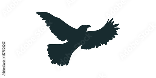 vector illustration black silhouette of a flying bird with wide open wings