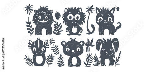 vector illustration of cute animals in kids style