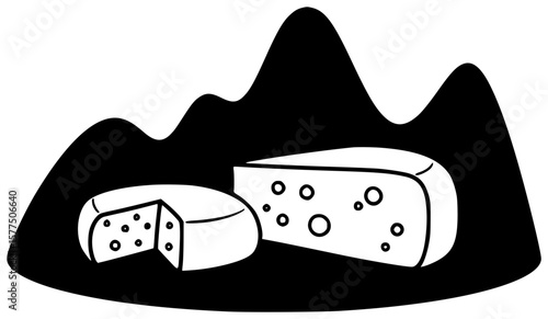 platter illustration cheese silhouette food logo board icon assortment outline plate brie slice italian snack parmesan product camembert party shape selection vector graphic background