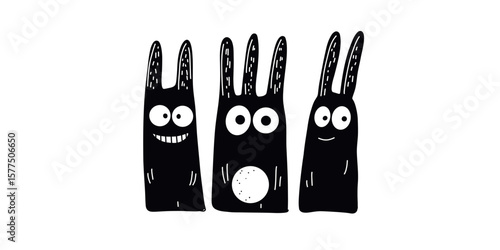 vector illustration of humorous animals with ears