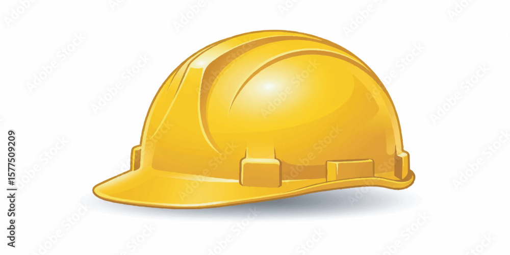 Fototapeta premium Vector illustration of a classic yellow hard hat, featuring smooth curves, clean outlines, and light shading