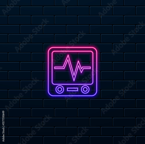 Heart monitor icon illustration design. neon style.