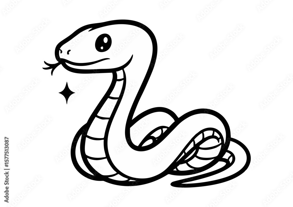 Fototapeta premium Cartoon snake character with a friendly expression with copy space 