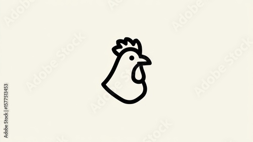 Simple black line drawing of a rooster's head