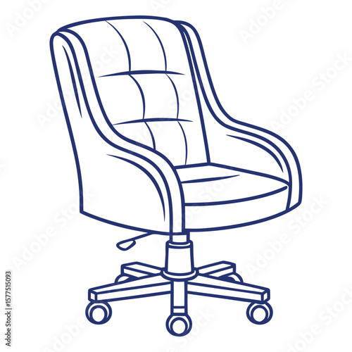 Tufted upholstered office chair with wheels vector