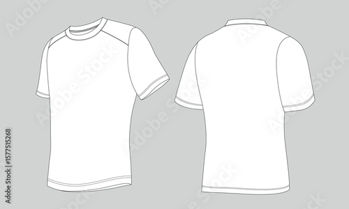 Wallpaper Mural Short sleeve t shirt technical drawing fashion flat sketch vector illustration template for Men's Torontodigital.ca