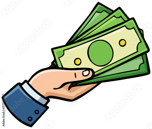 A man's hand holding cash money, isolated 