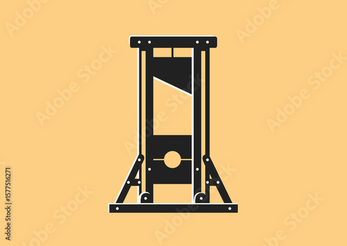 Guillotine, vector black and white silhouette
