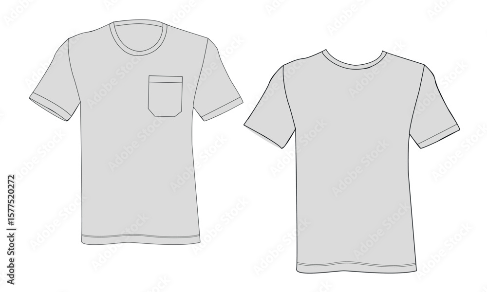 Naklejka premium Short sleeve t shirt with pocket vector illustration template front and back