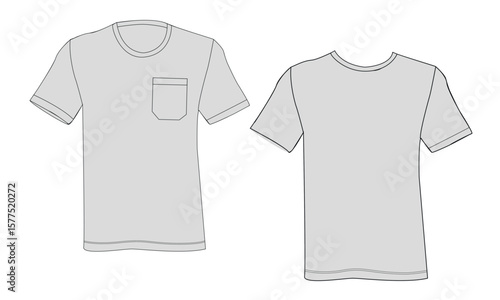 Short sleeve t shirt with pocket vector illustration template front and back