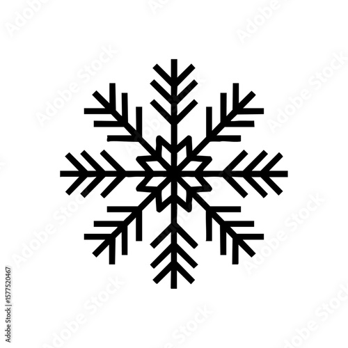 Simple black snowflake design. perfect for winterthemed designs like cards, banners, stationery, and digital backgrounds. Versatile and elegant.