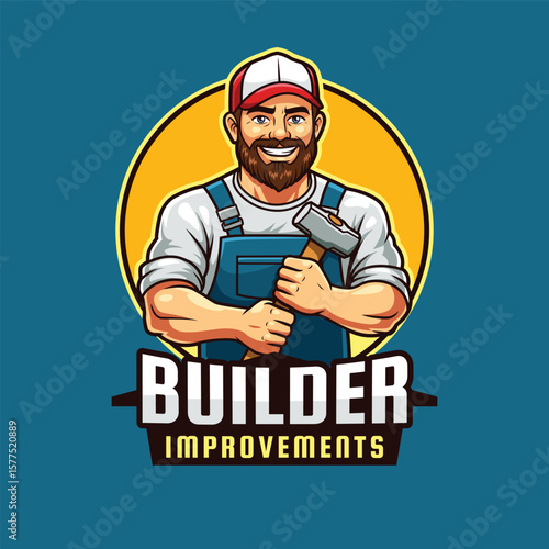 Builder Mascot Logo - Handyman & Construction Character