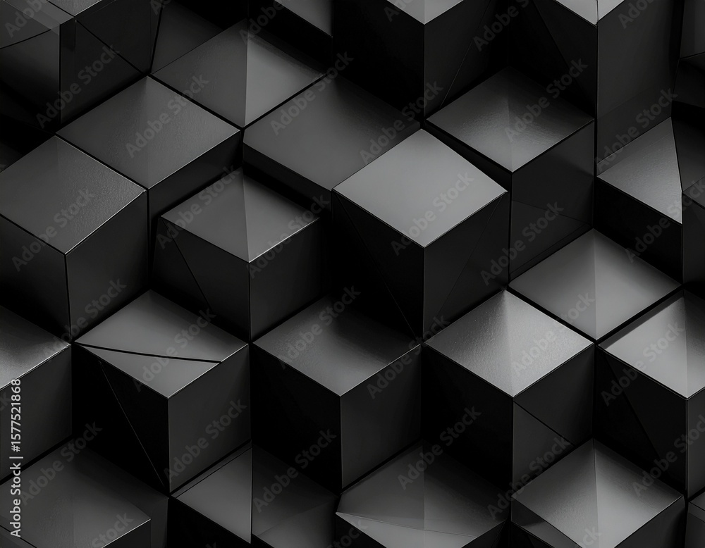 Obraz premium Black Geometric 3D Abstract Background