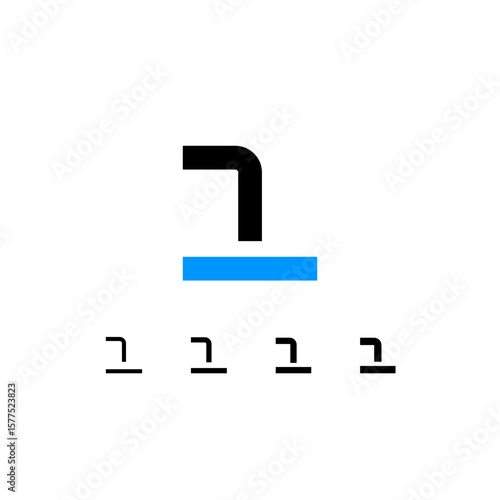 Technical logo number 1, digital cyber numeral set