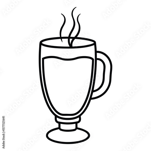 Simple line art illustration of a glass filled with refreshing apple cider perfect for beverage and seasonal promotions