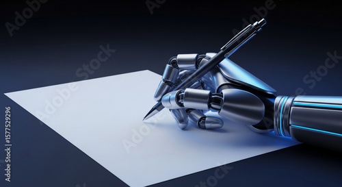 Ai writing robot hand writing on paper artificial intelligence automation tech