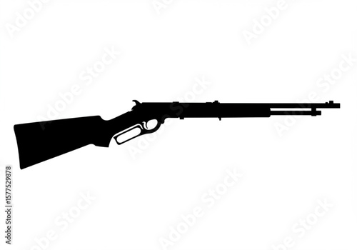 Silhouette of a classic lever action rifle on a white background