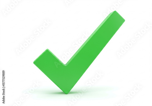 A bold green checkmark symbol stands out against a clean white background