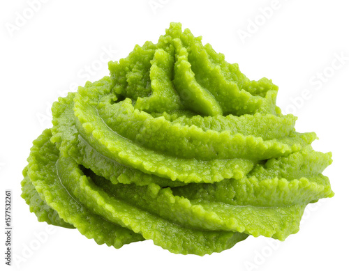High-quality PNG of authentic green Japanese wasabi paste, isolated on transparent background.