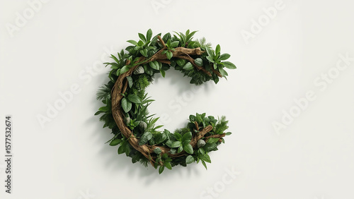 christmas wreath on white background