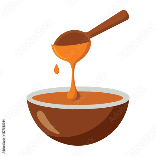 Vibrant and flat colorful vector illustration of rich brown gravy perfect for food graphics and culinary designs