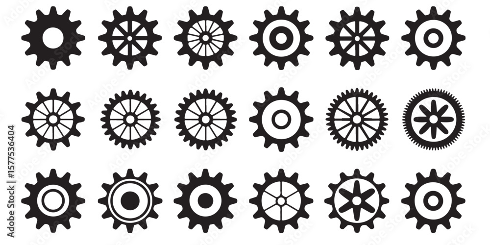 Gear wheel icon set BLACK VECTOR silhouette
Gear wheel icon set BLACK VECTOR silhouette