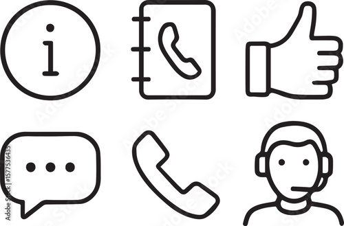 Customer Service icon. Contains such icons as info, contact, excellent, chat, call, business and more. Set of line pictogram line art vector illustration 