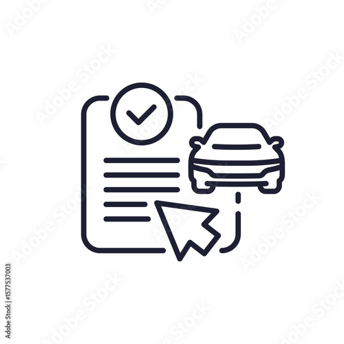 car registration icon, online history check, line design