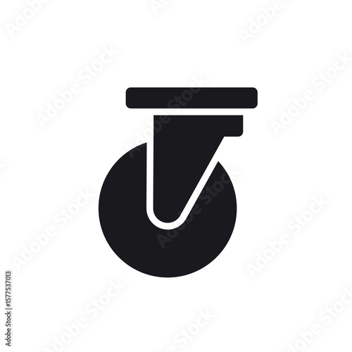 caster wheel icon, pictogram on white