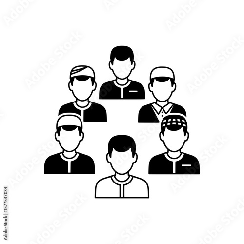 group of men wearing different styles of headgear and clothing