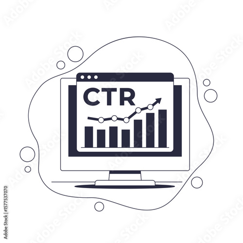 CTR, Click-Through Rate vector illustration with a graph