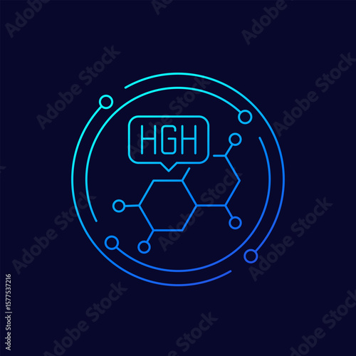 HGH icon, human growth hormone, linear vector design