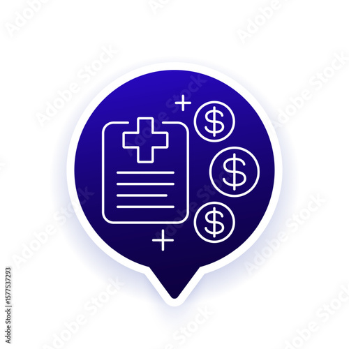 medical costs icon, line vector design