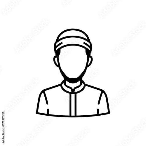 Male health professional with cap uniform outline