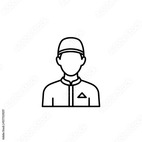 Hospitality worker with cap and uniform for service industry