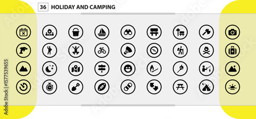 Holiday and Camping Icon Set for Outdoor Adventures